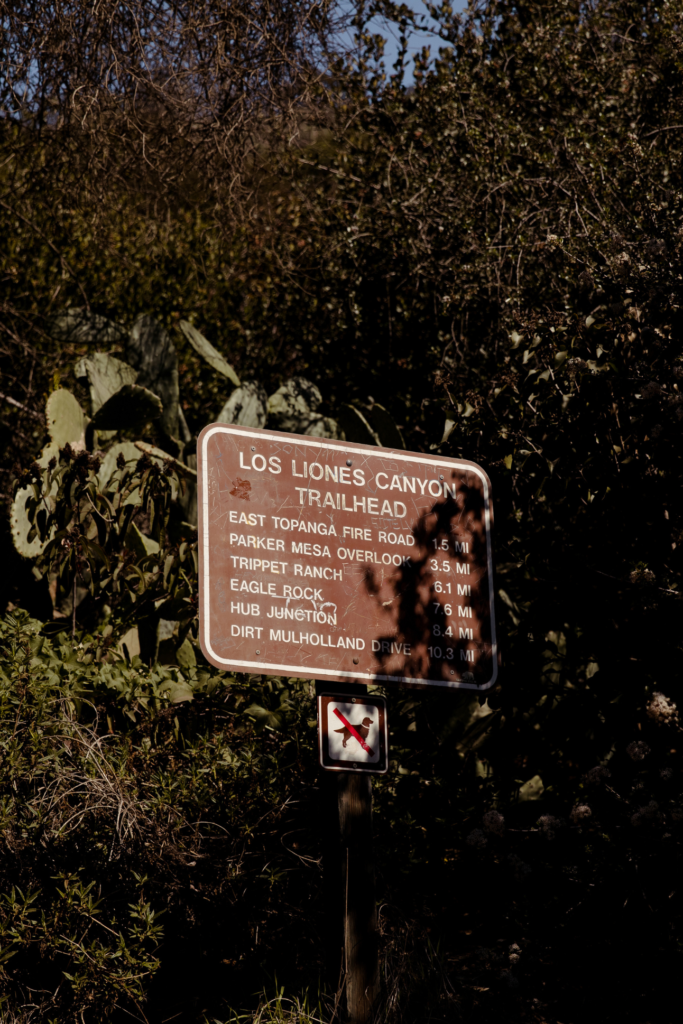 Los Liones Canyon Trailhead sign